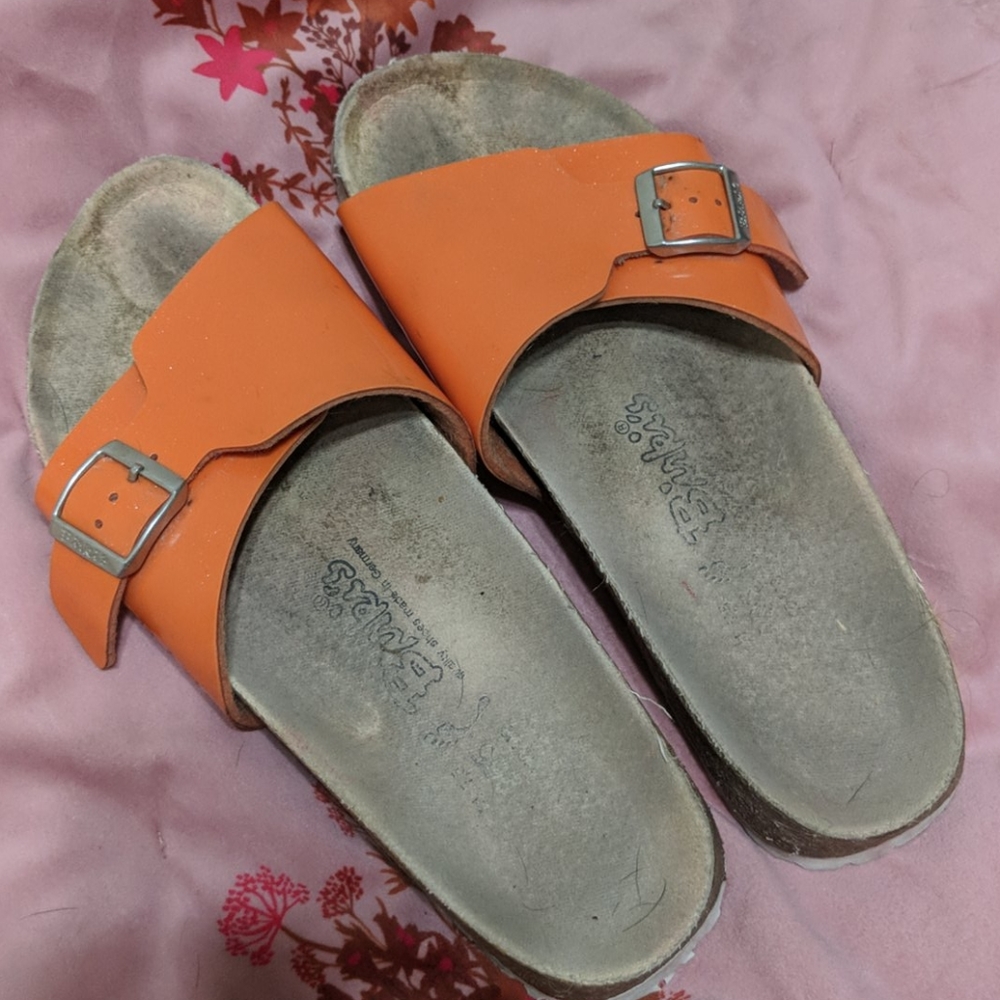 Birkenstock Orange Single Strap Sandals